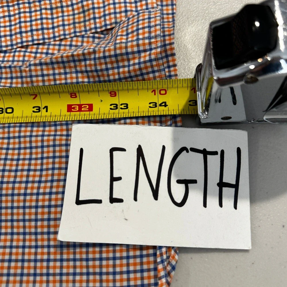 Polo Ralph Lauren Mens XXL Long Sleeve Button Down Dress Shirt Orange Blue Plaid